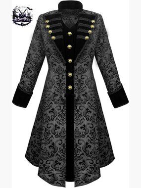 Long Pirate Jacket Victorian Gothic Steampunk Tailcoat Polyester Regular Fit